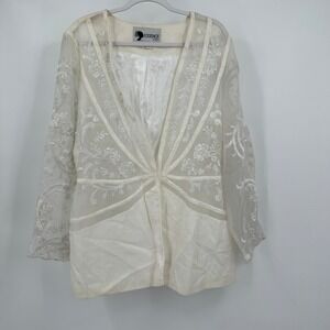 Womens‎ Regency Linen Jacket Size 12 Blazer Romantic Victorian Shabby Chic
